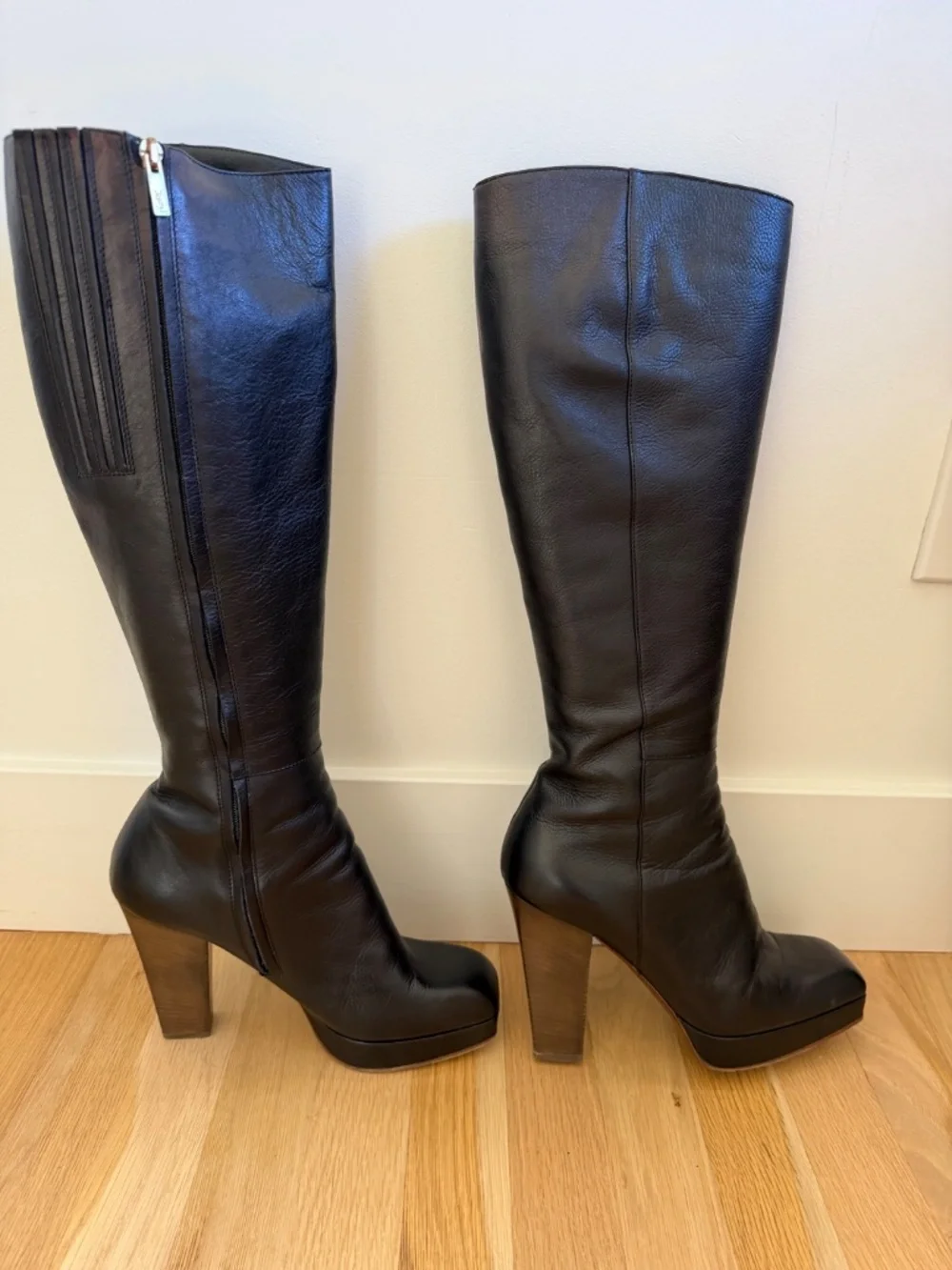 Yves Saint Laurent Rive Gauche Tom Ford Era Platform Boots Black Leather IT 40